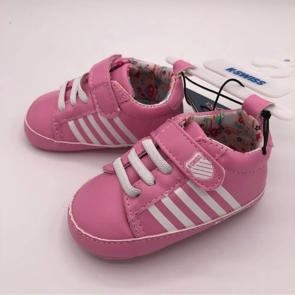 K-Swiss Pink and White Striped Sneaker Baby Girls size 2 NWT 3-6 Month Soft Sole